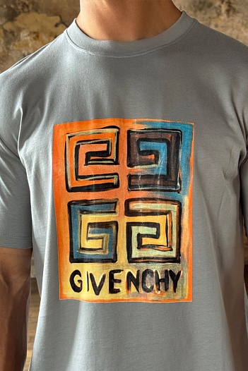 Мужская серая футболка Givenchy 4G logo print   