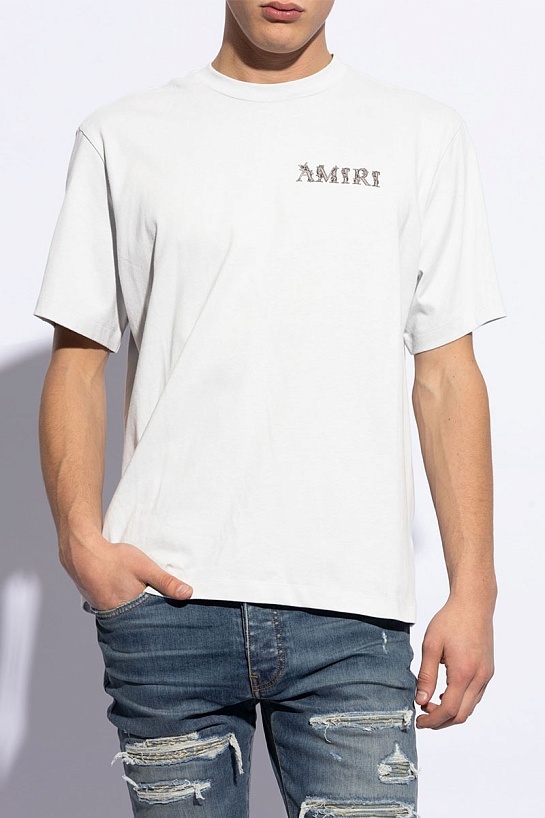 Мужская белая футболка Amiri Baroque