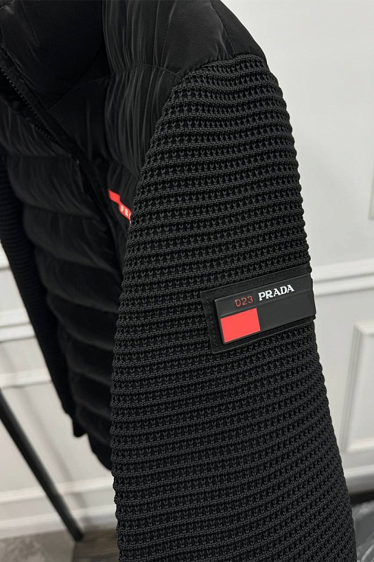 Куртка с вязанными рукавами Prada Linea Rossa - Black
