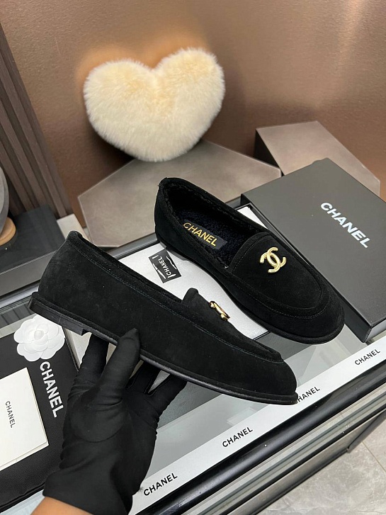 Женские замшевые лоферы Chanel premium