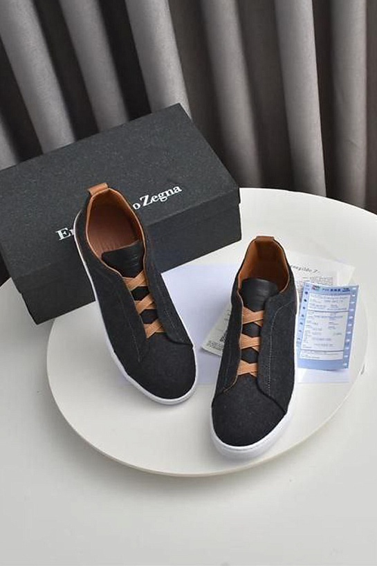 Чёрные кроссовки Ermenegildo Zegna Triple Stitch Wool