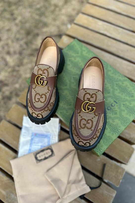 Женские лоферы Gucci Horsebit - Brown