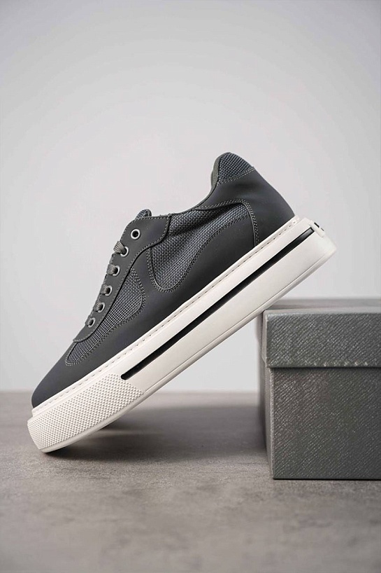 Комбинированные кроссовки Prada logo-stripe - Grey
