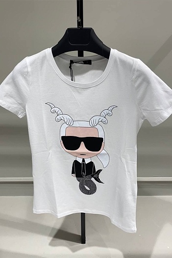 Женская белая футболка Karl Lagerfeld "Capricorn"   