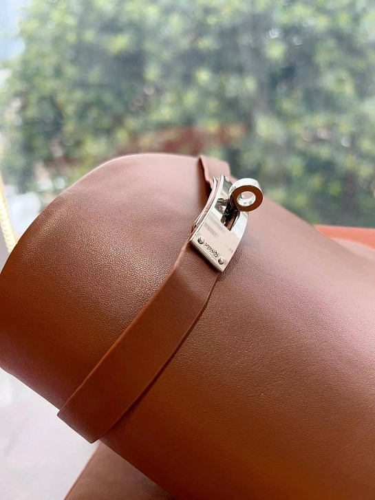 Женские кожаные сапоги Hermes Premium - Brown