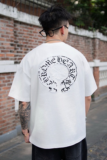Белая оверсайз футболка Chrome Hearts Premium   