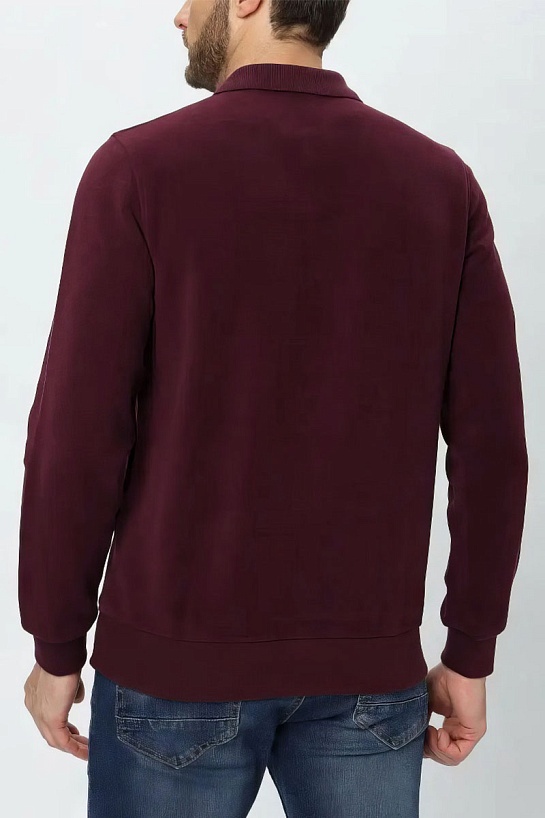 Бордовое поло с длинным рукавом Tommy Hilfiger