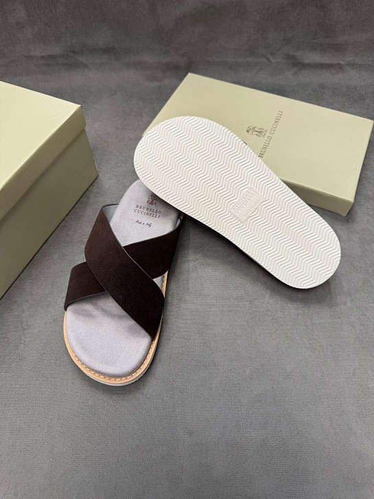 Замшевые шлёпанцы Brunello Cucinelli Crossover - Brown