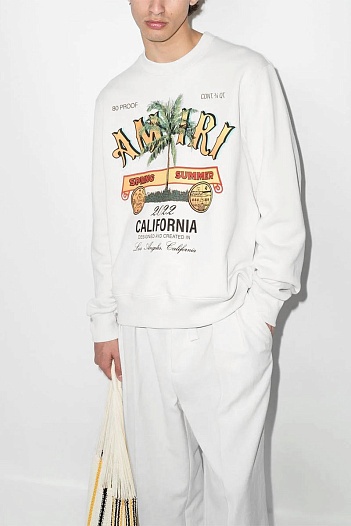 Белый мужской свитшот Amiri Rum Label logo-print   