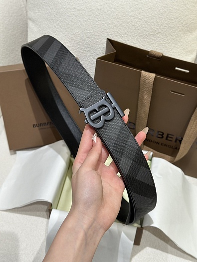 Кожаный ремень Burberry Check TB premium   
