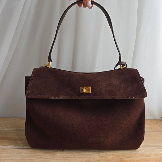 Замшевая сумка Balenciaga Rodeo 28x20 см - Brown   