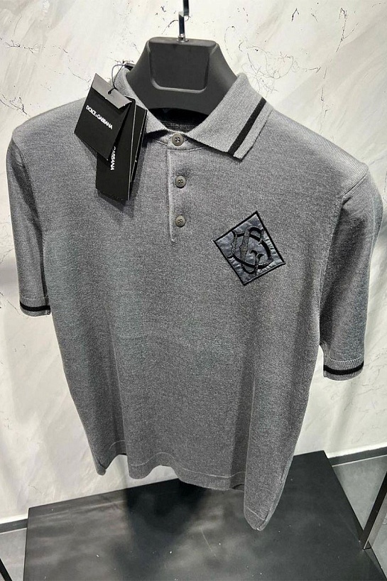 Классическое мужское поло Dolce&Gabbana серого цвета