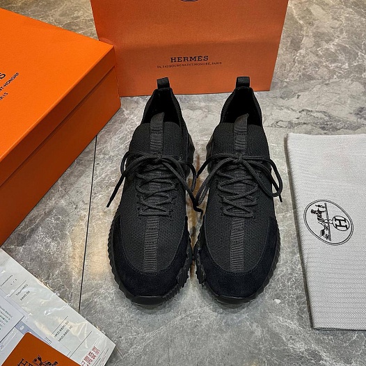 Текстильные кроссовки Hermes lift slip-on - Black   