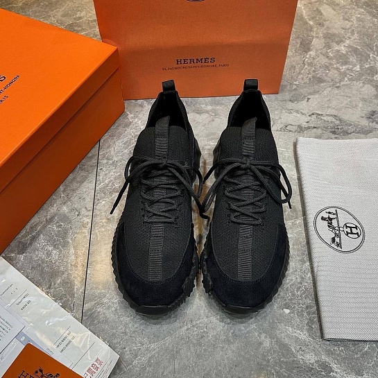 Текстильные кроссовки Hermes lift slip-on - Black