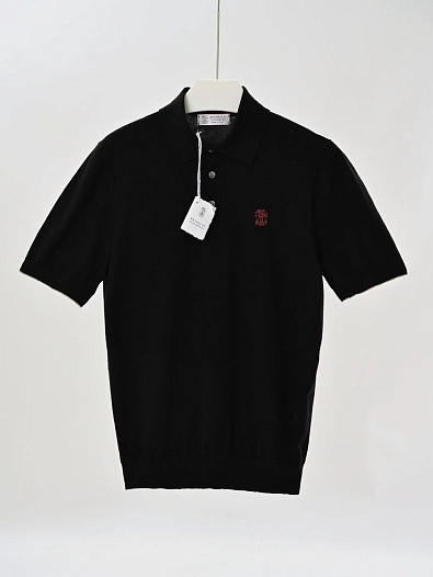 Мужское чёрное поло Brunello Cucinelli premium   