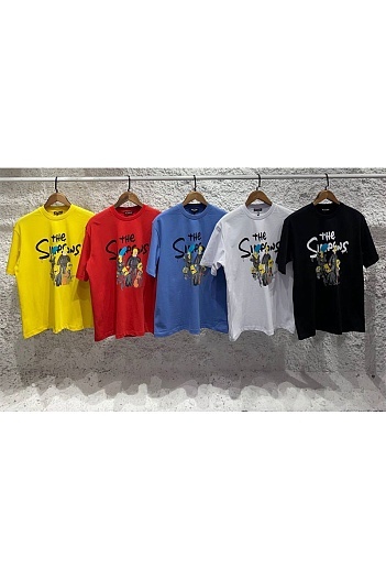 Синяя оверсайз футболка Balenciaga The Simpsons   