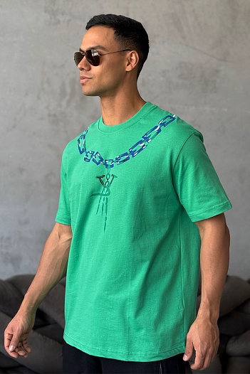 Оверсайз футболка Bottega Veneta chain print - Green   
