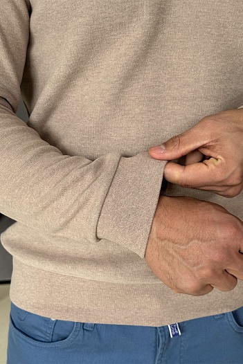 Бежевое поло с длинным рукавом Tommy Hilfiger   