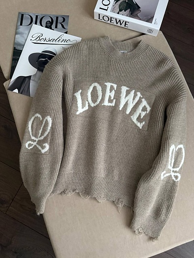 Женский шерстяной свитер Loewe premium - Beige   