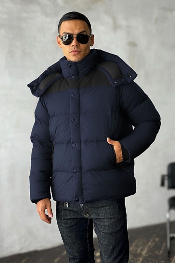 Тёмно-синий пуховик Burberry London England logo-patch   