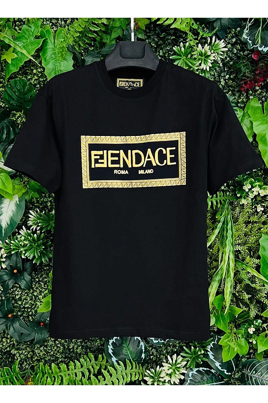 Чёрная футболка Collaboration Fendi x Versace Fendace Logo