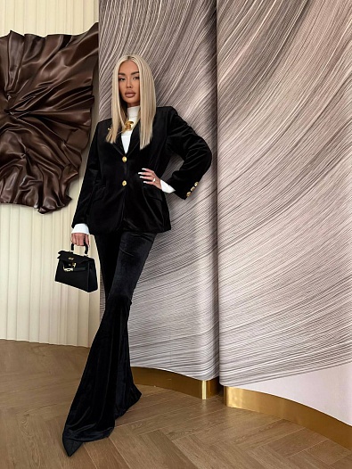 Женский велюровый пиджак Schiaparelli Premium - Black   