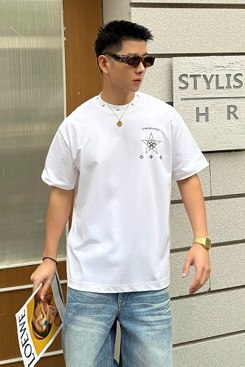 Белая оверсайз футболка Chrome Hearts Premium   