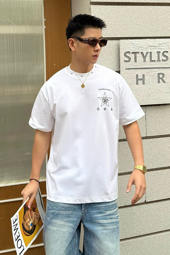 Белая оверсайз футболка Chrome Hearts Premium