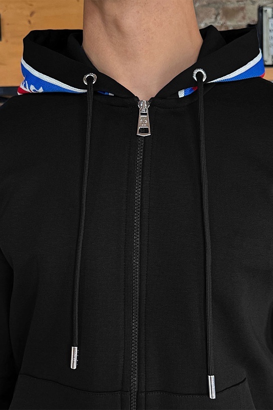 Чёрная кофта на молнии Moncler striped logo