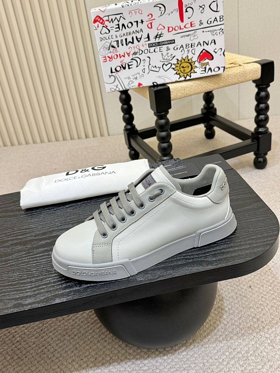 Кожаные кроссовки Dolce & Gabbana Portofino - Grey