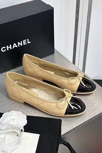 Женские кожаные балетки Chanel premium   