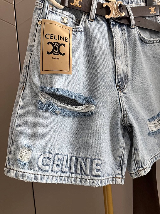 Женские светло-голубые джинсовые шорты Celine premium