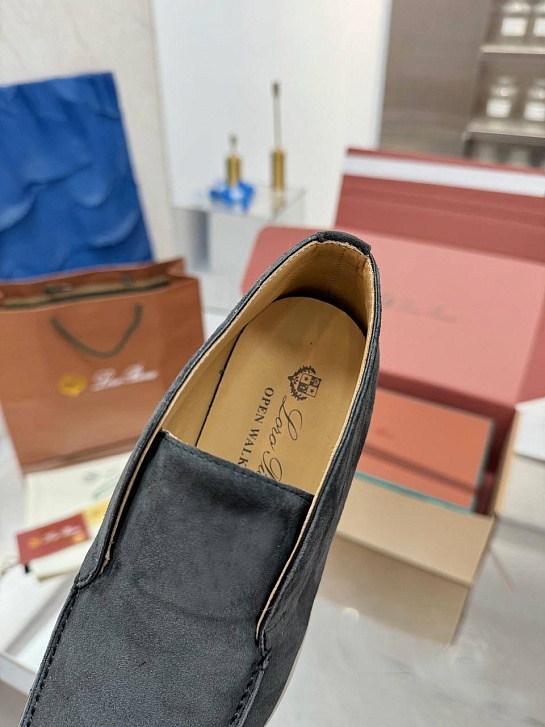 Женские замшевые лоферы Loro Piana premium - Grey
