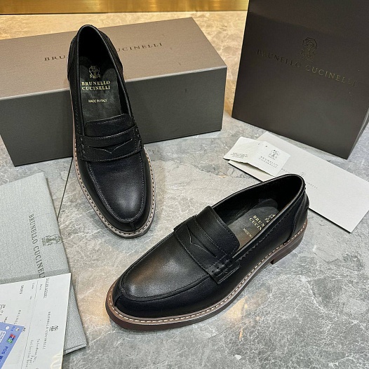 Мужские кожаные лоферы Brunello Cucinelli Premium   