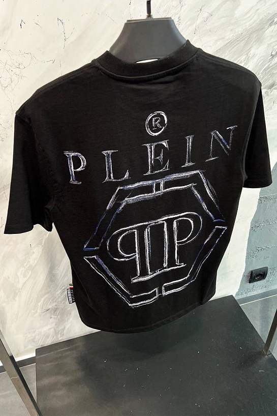 Мужская чёрная футболка Philipp Plein Hexagon