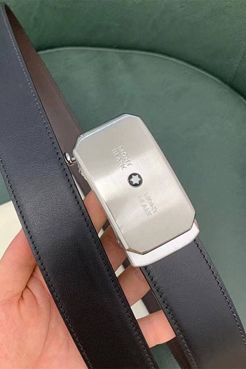 Кожаный чёрный ремень Montblanc 125x3.5 см   