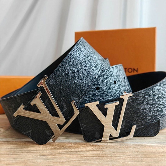 Кожаный ремень Louis Vuitton Monogram Eclipse (ширина 4 см)