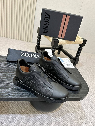 Мужские кроссовки Ermenegildo Zegna Triple Stitch Alligator - Black   