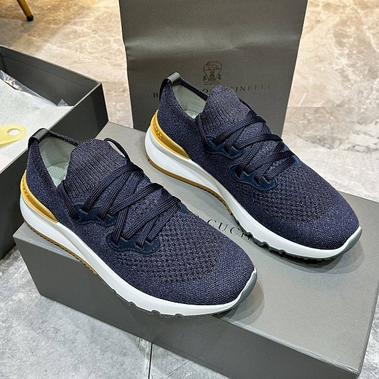 Текстильные кроссовки Brunello Cucinelli синего цвета