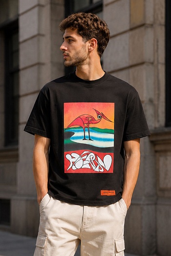Чёрная оверсайз футболка Heron Preston   