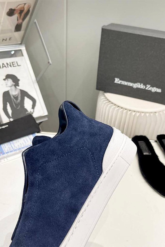 Кроссовки с мехом Ermenegildo Zegna Triple Stitch - Navy