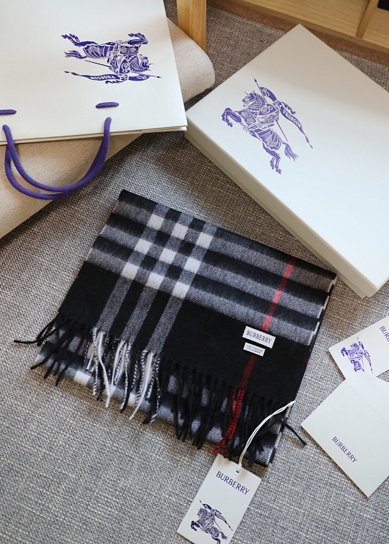 Шарф Burberry two-tone Check premium 168x30 см - Black