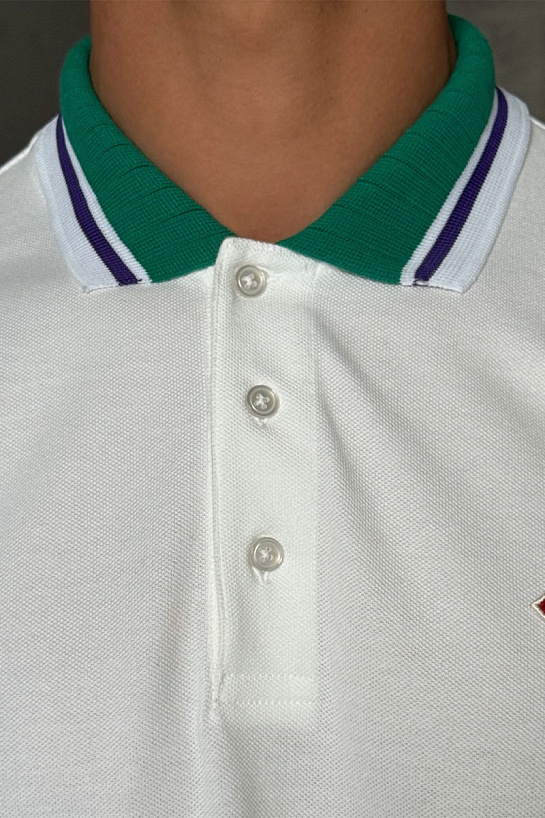 Поло белого цвета Casablanca logo-emblem