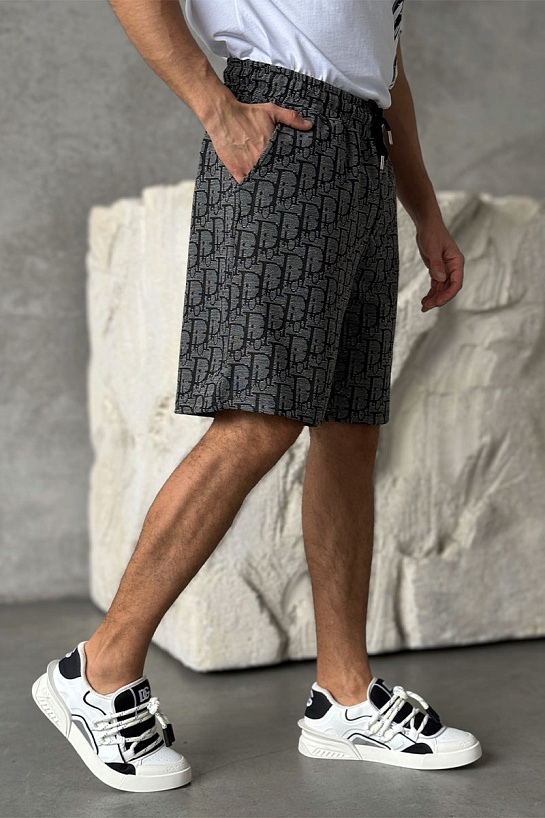 Мужские шорты Dior Oblique - Grey / Black