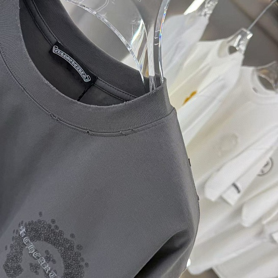 Серая оверсайз футболка Chrome Hearts Premium