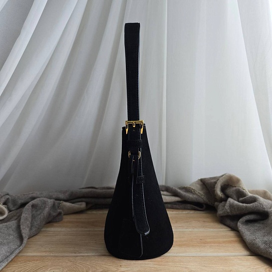 Замшевая сумка Prada Bucket 24x22 см - Black