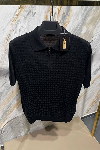 Мужское поло чёрного цвета Zilli zip neck   