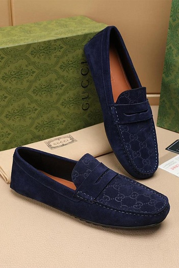 Мужские замшевые мокасины Gucci GG monogram   
