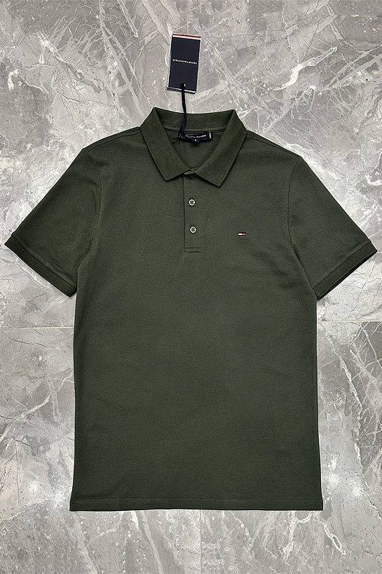 Мужское тёмно-зелёное поло Tommy Hilfiger