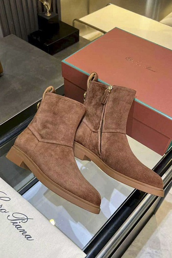Женские замшевые сапоги Loro Piana premium - Brown   